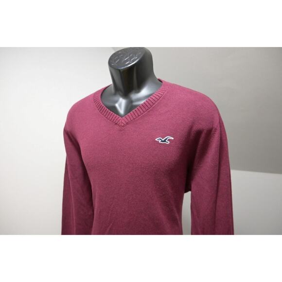 Hollister V Neck Sweater Burgundy Casual Prep Pull Over Mens Sz XL - Picture 3 of 8